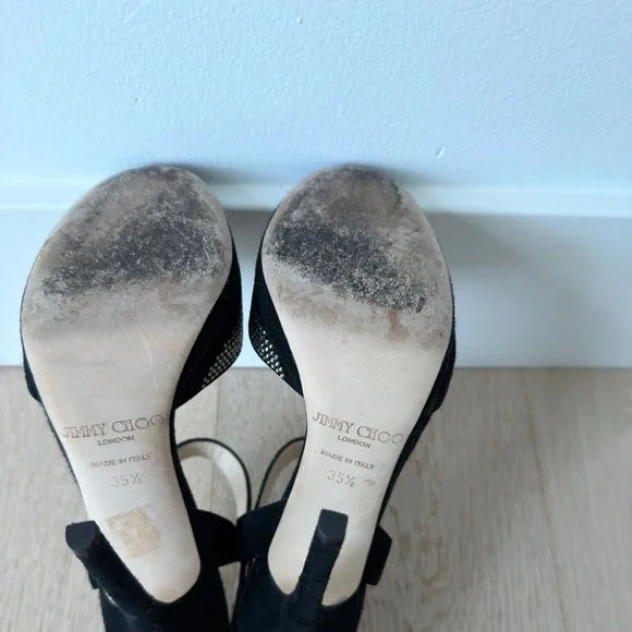 Jimmy Choo Lancer Crystal Suede 4" Heels - Picture 9 of 10